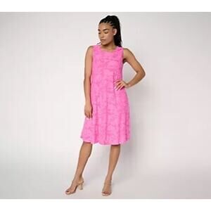 Susan Graver Foxy Pink Burnout Jacquard Knit Sleeveless A-Line Dress XXS